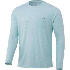imageHUK Mens Waypoint Long Sleeve Performance TShirt 50 UPFRunning Lakes  Beach Glass