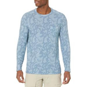 imageHUK Mens Waypoint Long Sleeve Performance TShirt 50 UPFRunning Lakes  Titanium Blue