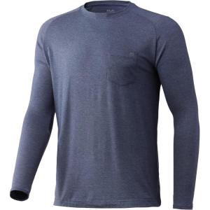 imageHUK Mens Waypoint Long Sleeve Performance TShirt 50 UPFSargasso Sea