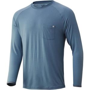 imageHUK Mens Waypoint Long Sleeve Performance TShirt 50 UPFSilver Blue