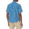 imageHUK Mens Kona Short Sleeve Shirt  Performance Button DownOcean Palm  Sargasso Sea