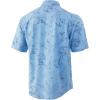 imageHUK Mens Kona Short Sleeve Shirt  Performance Button DownPalm Slam  Baltic Sea