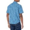 imageHUK Mens Kona Short Sleeve Shirt  Performance Button DownPalm Slam  Titanium Blue