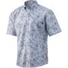 imageHUK Mens Kona Short Sleeve Shirt  Performance Button DownPalm Slam  Overcast Grey