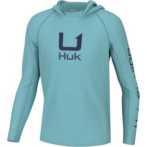 imageHUK Boys Icon X Hoodie Fishing Shirt with Sun Protection for KidsMarine Blue