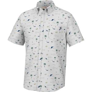 imageHUK Mens Kc Scott Patterned Kona Performance Button Down ShirtBeach Freedom  Harbor Mist