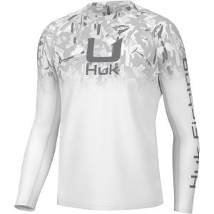 imageHUK Mens Kc Scott Patterned Pursuit Hoodie Hooded Fishing ShirtApex Vert Fade  White