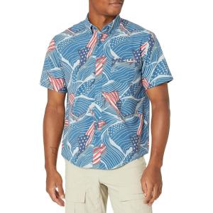 imageHUK Mens Kona Short Sleeve Shirt  Performance Button DownAmericana