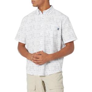 imageHUK Mens Kona Short Sleeve Shirt  Performance Button DownFlags Up  White
