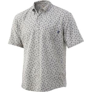 imageHUK Mens Kona Short Sleeve Shirt  Performance Button DownLure Splash  Khaki