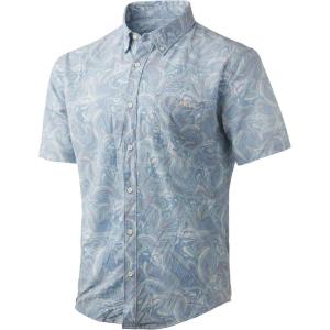 imageHUK Mens Kona Short Sleeve Shirt  Performance Button DownMarlin Mahem  Ice Blue