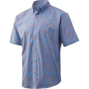 imageHUK Mens Kona Short Sleeve Shirt  Performance Button DownMilky Blue