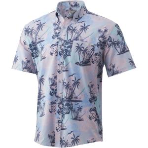 imageHUK Mens Kona Short Sleeve Shirt  Performance Button DownParadise Pass  Lavender Blue