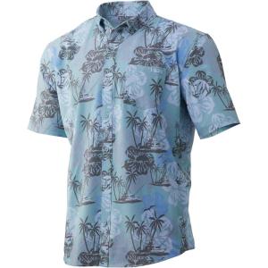 imageHUK Mens Kona Short Sleeve Shirt  Performance Button DownParadise Pass  Seafoam