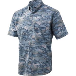 imageHUK Mens Kona Short Sleeve Shirt  Performance Button DownSeafoam Whoville Print