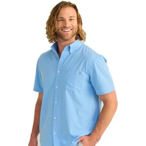 imageHUK Mens Kona Solid Short Sleeve Fishing Button Down ShirtMarolina Blue