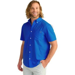 imageHUK Mens Kona Solid Short Sleeve Fishing Button Down ShirtOcean Blue