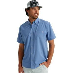 imageHUK Mens Kona Solid Short Sleeve Fishing Button Down ShirtQuiet Harbor
