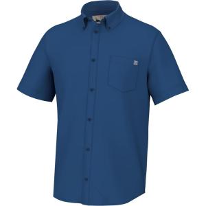 imageHUK Mens Kona Solid Short Sleeve Fishing Button Down ShirtSet Sail