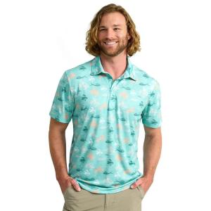 imageHUK Mens Pursuit Pattern Performance Short Sleeve Polo ShirtKc Scott  Marine Blue