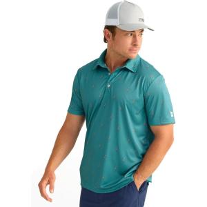 imageHUK Mens Pursuit Pattern Performance Short Sleeve Polo ShirtKc Scott  Storm Blue