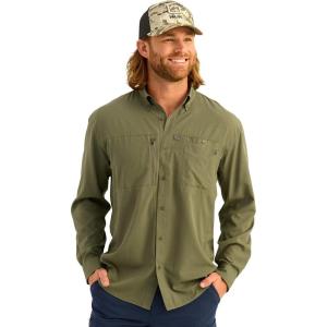 imageHUK Mens Standard A1A Woven Performance Long Sleeve Button Moss