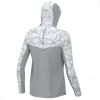 imageHUK Boys Icon X Pattern Hoodie Fishing Shirt with Hood for KidsInside Reef  Harbor Mist