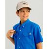 imageHUK Unisex Kids Tide Point Short Sleeve Shirt Fishing ButtonOcean Blue