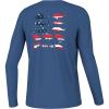 imageHUK Boys Kc Pursuit Long Sleeve Fishing Shirt for KidsFlag Fish  Set Sail