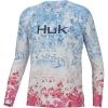imageHUK Boys Pursuit Pattern Long Sleeve Fishing Shirt for KidsFin Fade  Crystal Blue