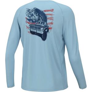 imageHUK Boys Kc Pursuit Long Sleeve Fishing Shirt for KidsKc Truck Bucket  Crystal Blue