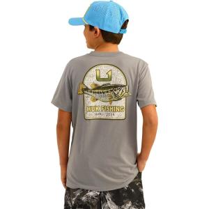 imageHUK Boys Performance Fishing Graphic Tee Short Sleeve TShirt for KidsKc Badge  Night Owl