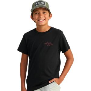 imageHUK Boys Performance Fishing Graphic Tee Short Sleeve TShirt for KidsRace Flag  Black