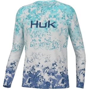 imageHUK Boys Pursuit Pattern Long Sleeve Fishing Shirt for KidsFin Fade  Island Paradise