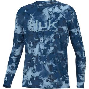 imageHUK Boys Pursuit Pattern Long Sleeve Fishing Shirt for KidsFin Fade  Set Sail