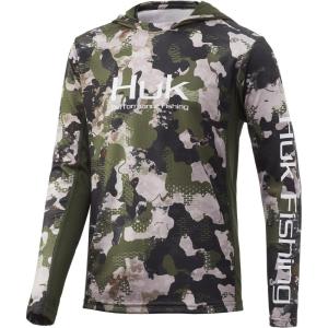 imageHUK Kids Icon X Hoodie LongSleeve Shirt with Sun ProtectionRefraction  Hunt Club Camo