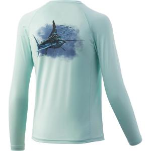 imageHUK Kids Pursuit Long Sleeve Sun Protecting Fishing ShirtMidnight Magic  Seafoam