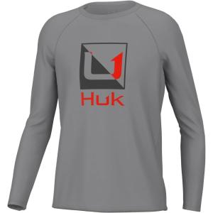 imageHUK Kids Pursuit Long Sleeve Sun Protecting Fishing ShirtReflection  Overcast Grey