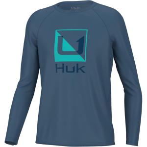 imageHUK Kids Pursuit Long Sleeve Sun Protecting Fishing ShirtReflection  Titanium Blue