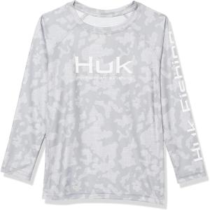 imageHUK Kids Pursuit Long Sleeve Sun Protecting Fishing ShirtRunning Lakes  Overcast Grey