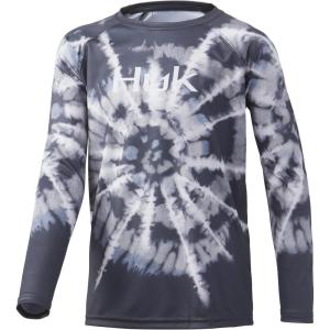 imageHUK Kids Pursuit Long Sleeve Sun Protecting Fishing ShirtSpiral Dye  Volcanic Ash