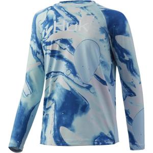 imageHUK Kids Pursuit Long Sleeve Sun Protecting Fishing ShirtTie Dye Lava  Seafoam