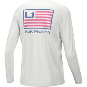 imageHUK Unisex Pursuit Graphic Long Sleeve Fishing Shirt for KidsHuk and Bars  White