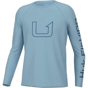 imageHUK Unisex Pursuit Graphic Long Sleeve Fishing Shirt for KidsSolar Time  Crystal Blue
