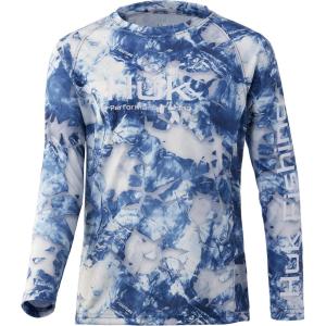 imageHUK boys unisexchild Pursuit Camo Shirt  Kids Long Sleeve Performance ShirtMossy Oak Barracuda