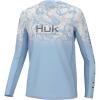 imageHUK Boys Icon X Pattern Long Sleeve Fishing Shirt for KidsInside Reef Fade  Crystal Blue