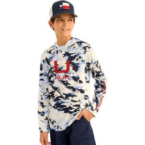 imageHUK Boys Icon Kc Scott Patterned Hoodie Performance Hooded Fishing ShirtNaval Academy