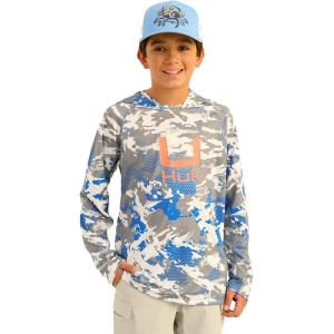 imageHUK Boys Icon Kc Scott Patterned Hoodie Performance Hooded Fishing ShirtNight Owl 20