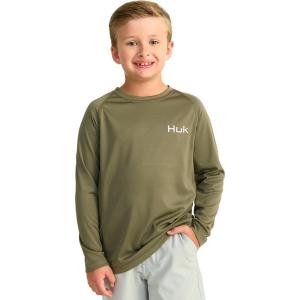 imageHUK Boys Pursuit Long Sleeve Fishing Shirt for KidsKc Neon Bass  Moss