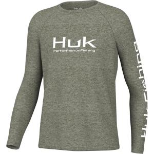 imageHUK Boys Pursuit Pattern Long Sleeve Fishing Shirt for KidsHeather Moss